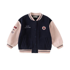 Dave&Bella Girls Kids Cozy Navy Blue Anti-Static Fleece Jackets