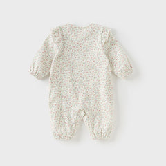 Dave&Bella Baby Girl Autumn Cotton Antibacterial Onesie Indoor Soft Romper