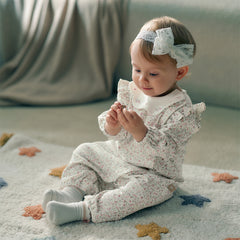 Dave&Bella Baby Girl Autumn Cotton Antibacterial Onesie Indoor Soft Romper