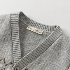 Dave&Bella Boys Autumn Cotton Grey V-collar Sleeveless Vests Tops