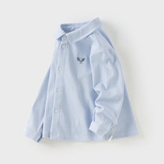 Dave&Bella Toddler Boys Blue Houndstooth Cotton Formal Shirts Tops