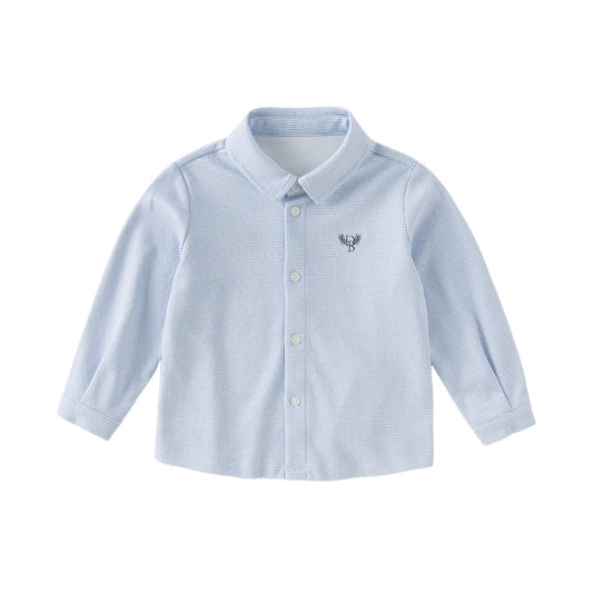 Dave&Bella Toddler Boys Autumn Blue Houndstooth Cotton Formal Shirts Tops