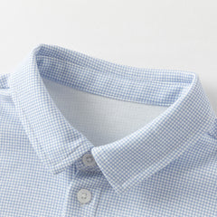 Dave&Bella Toddler Boys Blue Houndstooth Cotton Formal Shirts Tops