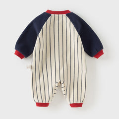 Dave&Bella Boys Autumn Navy Blue Striped One-Pieces Romper