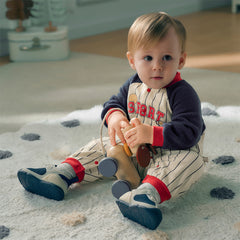 Dave&Bella Boys Autumn Navy Blue Striped One-Pieces Romper