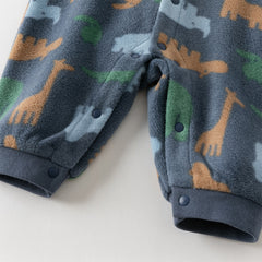 Dave&Bella Baby Girls/Boys Playful Print Fleece One-piece Hooded Crawl Suit Romper