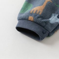 Dave&Bella Baby Girls/Boys Playful Print Fleece One-piece Hooded Crawl Suit Romper