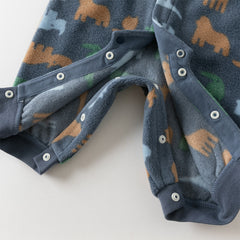 Dave&Bella Baby Girls/Boys Playful Print Fleece One-piece Hooded Crawl Suit Romper