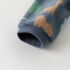 Dave&Bella Baby Girls/Boys Playful Print Fleece One-piece Hooded Crawl Suit Romper