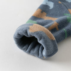 Dave&Bella Baby Girls/Boys Playful Print Fleece One-piece Hooded Crawl Suit Romper