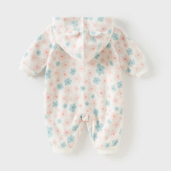 Dave&Bella Baby Girls/Boys Playful Print Fleece One-piece Hooded Crawl Suit Romper
