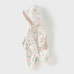Dave&Bella Baby Girls/Boys Playful Print Fleece One-piece Hooded Crawl Suit Romper