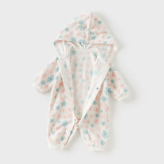 Dave&Bella Baby Girls/Boys Playful Print Fleece One-piece Hooded Crawl Suit Romper