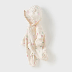 Dave&Bella Baby Girls/Boys Playful Print Fleece One-piece Hooded Crawl Suit Romper