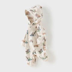 Dave&Bella Baby Girls/Boys Playful Print Fleece One-piece Hooded Crawl Suit Romper