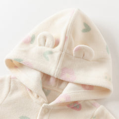 Dave&Bella Baby Girls/Boys Playful Print Fleece One-piece Hooded Crawl Suit Romper