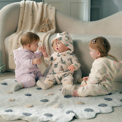 Dave&Bella Baby Girls/Boys Playful Print Fleece One-piece Hooded Crawl Suit Romper