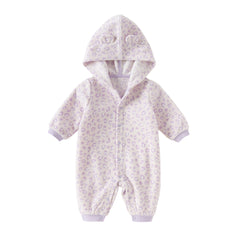 Dave&Bella Baby Girls/Boys Playful Print Fleece One-piece Hooded Crawl Suit Romper