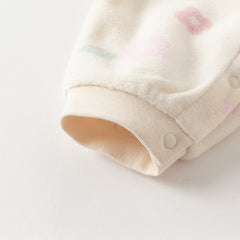 Dave&Bella Baby Girls/Boys Playful Print Fleece One-piece Hooded Crawl Suit Romper