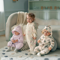 Dave&Bella Baby Girls/Boys Playful Print Fleece One-piece Hooded Crawl Suit Romper