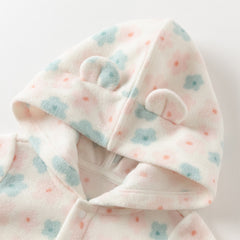 Dave&Bella Baby Girls/Boys Playful Print Fleece One-piece Hooded Crawl Suit Romper