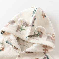 Dave&Bella Baby Girls/Boys Playful Print Fleece One-piece Hooded Crawl Suit Romper