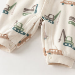 Dave&Bella Baby Girls/Boys Playful Print Fleece One-piece Hooded Crawl Suit Romper