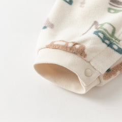 Dave&Bella Baby Girls/Boys Playful Print Fleece One-piece Hooded Crawl Suit Romper