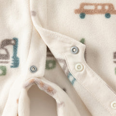 Dave&Bella Baby Girls/Boys Playful Print Fleece One-piece Hooded Crawl Suit Romper