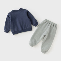 Dave&Bella Toddler Boys Winter Navy Blue Breathable Cotton Pants Suits Sets