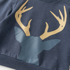 Dave&Bella Toddler Boys Winter Navy Blue Breathable Cotton Pants Suits Sets