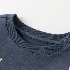 Dave&Bella Toddler Boys Winter Navy Blue Breathable Cotton Pants Suits Sets