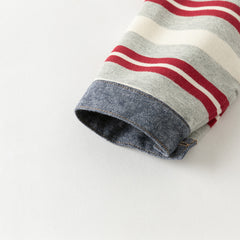 Dave&Bella Toddler Boys Playful Red White Striped Two-piece Pants Suits