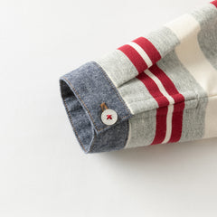 Dave&Bella Toddler Boys Playful Red White Striped Two-piece Pants Suits