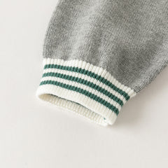 Dave&Bella Toddler Boys Gray Simple Versatile V-neck Cozy Cotton Cardigans