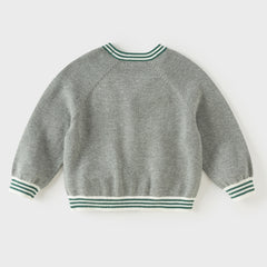 Dave&Bella Toddler Boys Gray Simple Versatile V-neck Cozy Cotton Cardigans