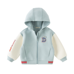 Dave&Bella Toddler Boys/Girls Blue/Pink Letter embroidery Outwear Hooded Coats