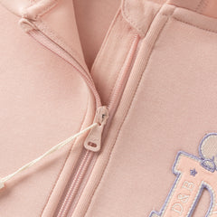 Dave&Bella Toddler Boys/Girls Blue/Pink Letter embroidery Outwear Hooded Coats