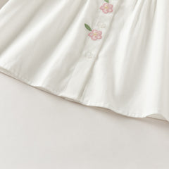 Dave&Bella Toddler Girls White Sweet Floral Embroidery Cozy Comfortable Cotton Shirts