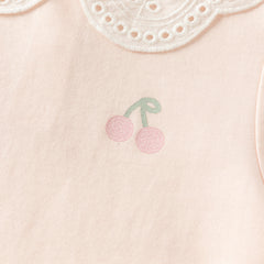 Dave&Bella Toddler Girls Pink/Beige Doll Collar Sweet Cozy Comfortable Cotton T-shirts