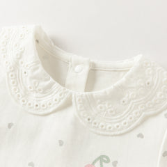 Dave&Bella Toddler Girls Pink/Beige Doll Collar Sweet Cozy Comfortable Cotton T-shirts