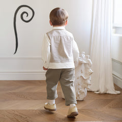 Dave&Bella Toddler Boys Coffee Striped Bow Tie T-shirt Pants Suit Sets