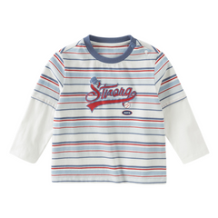 Dave&Bella Toddler Boys Red Blue Striped Cozy Cotton Casual T-shirts
