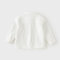 Dave&Bella Toddler Boys White Print Long Sleeve Soft Cotton Shirts