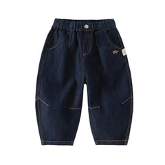 Dave&Bella Toddler Boys Denim Blue Simple Versatile Daily Soft Jeans