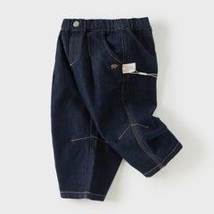 Dave&Bella Toddler Boys Denim Blue Simple Versatile Daily Soft Jeans