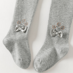 Dave&Bella Toddler Girls Grey Elegant Slim Stretchable Footed Lightweight Tights