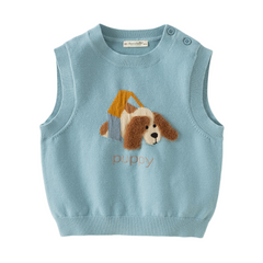 Dave&Bella Toddler Girls/Boys Pink/Blue Cute Rabbit/Dog Print Knitted Vests