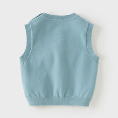 Dave&Bella Toddler Girls/Boys Pink/Blue Cute Rabbit/Dog Print Knitted Vests