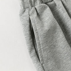 Dave&Bella Toddler Girls Grey/Navy Cotton Soft Loose Adjustable-waistband Sweatpants